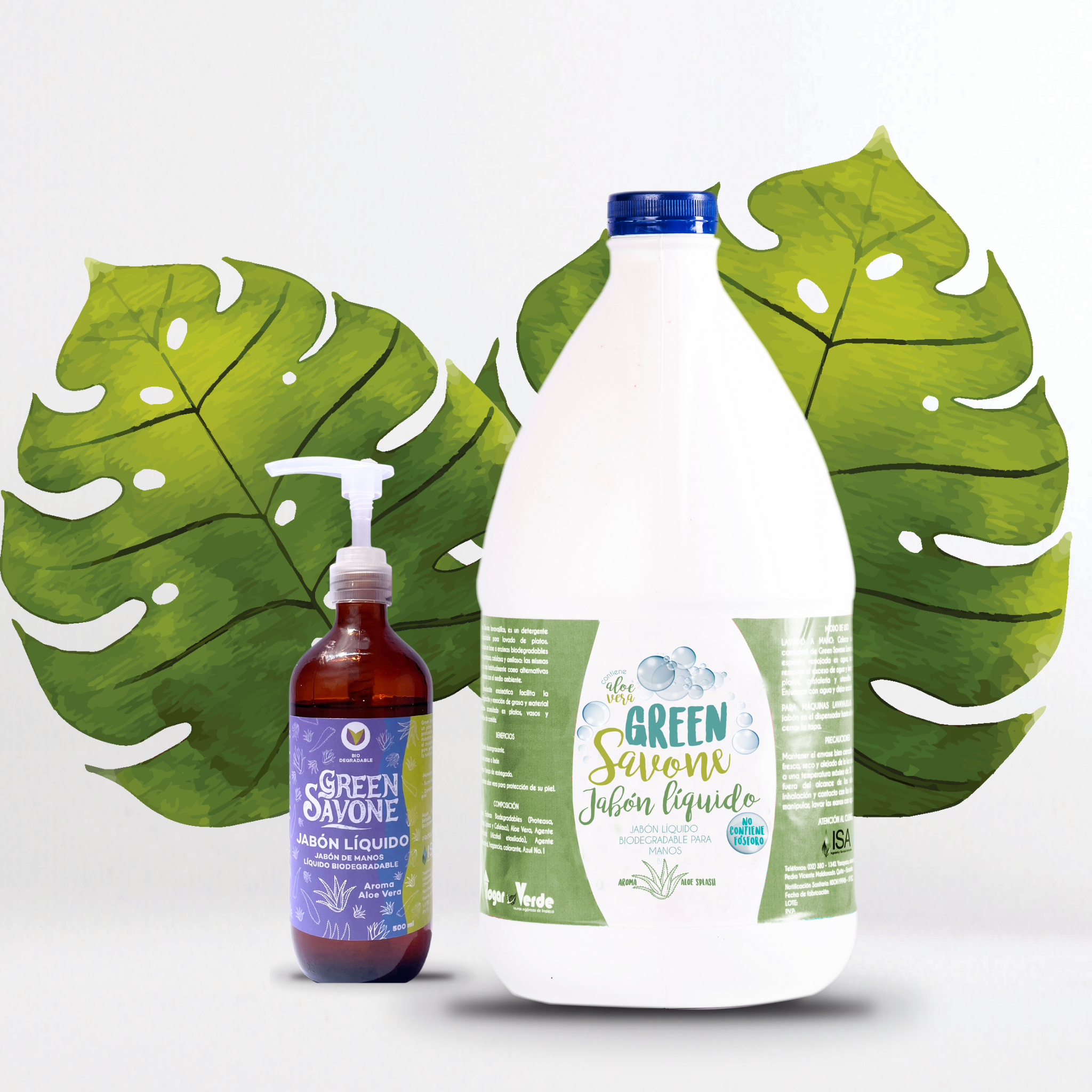 Duo Verde 2: 1 Galón Jabón De Manos + 1 Envase Dispensador De Vidrio Para Jabón De Manos 500ml Con Tapa Pump