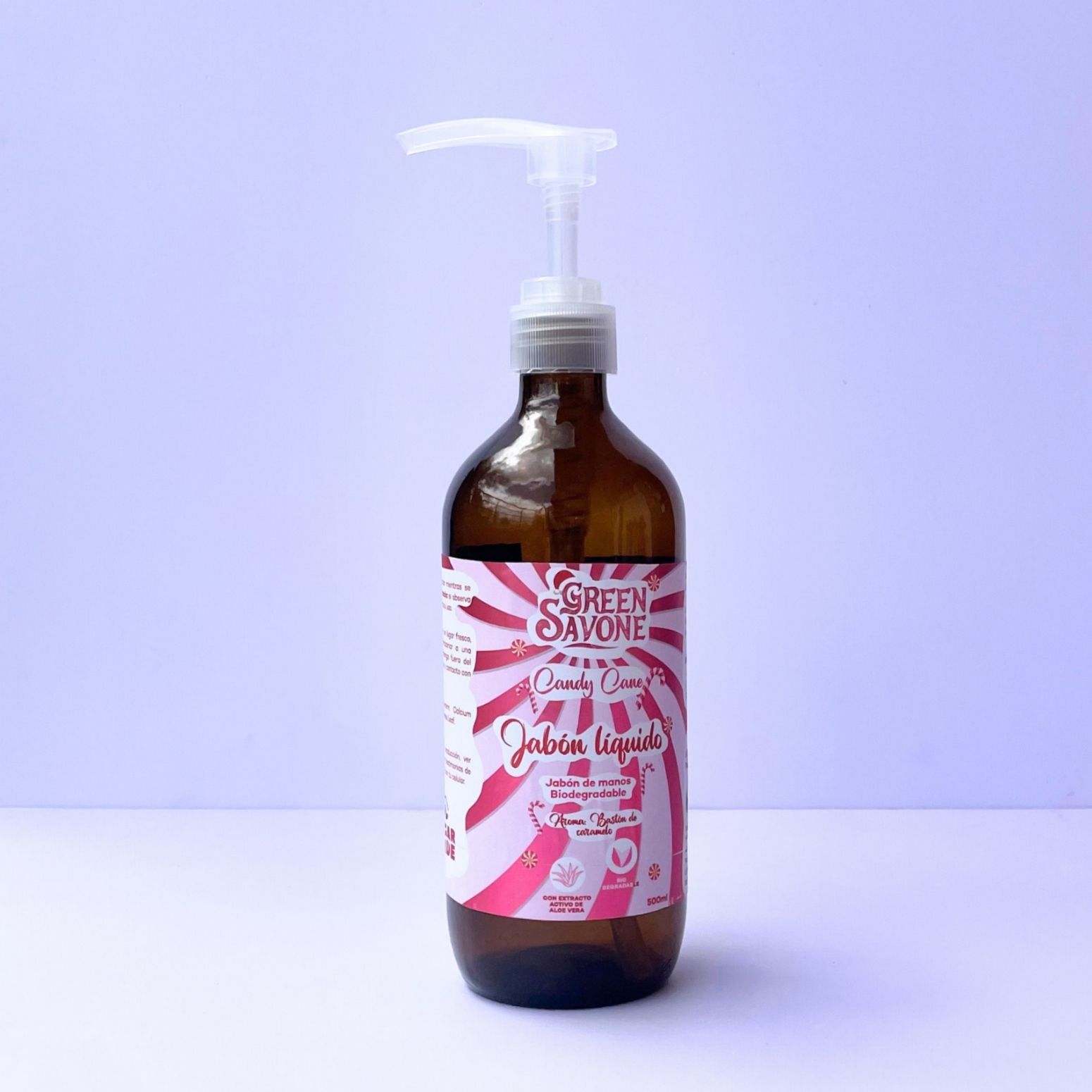 .NAVIDAD | Jabón Líquido Aroma Candy Cane - Biodegradable con Aloe Vera | 500ml