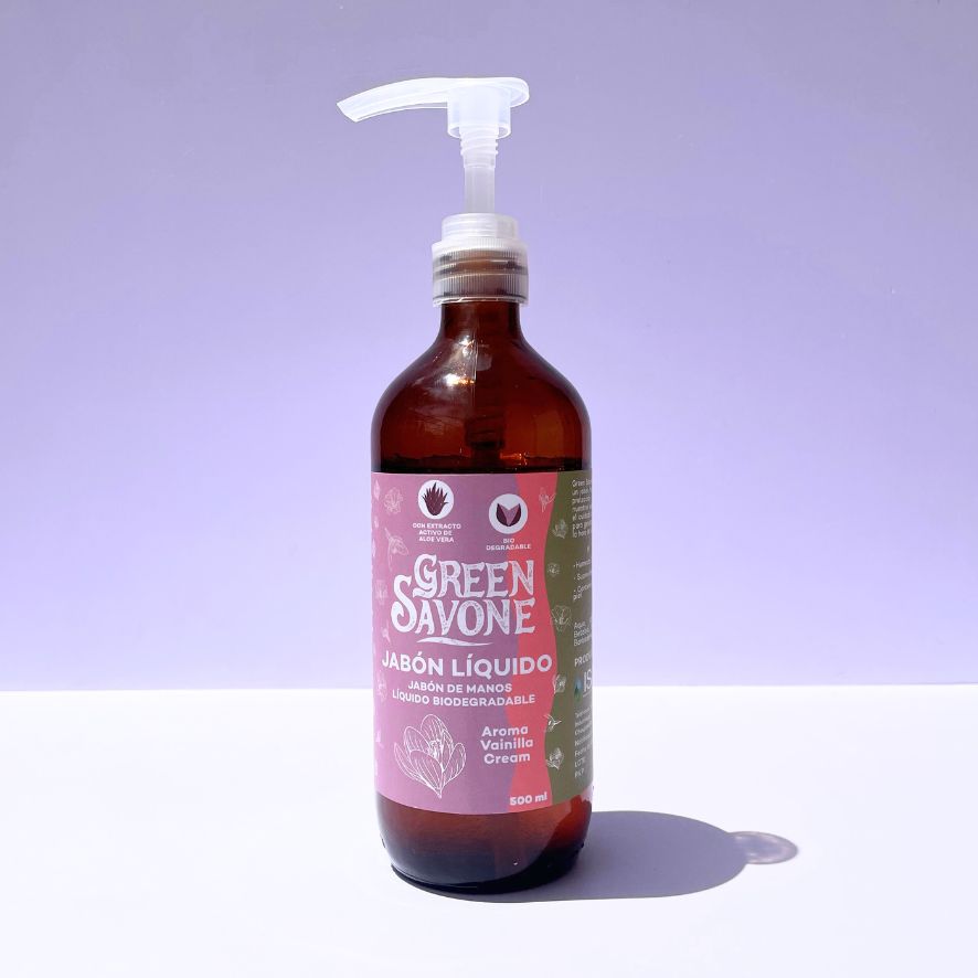.Green Savone | Jabón Líquido Aroma Vainilla Cream - Biodegradable con Aloe Vera | 500ml